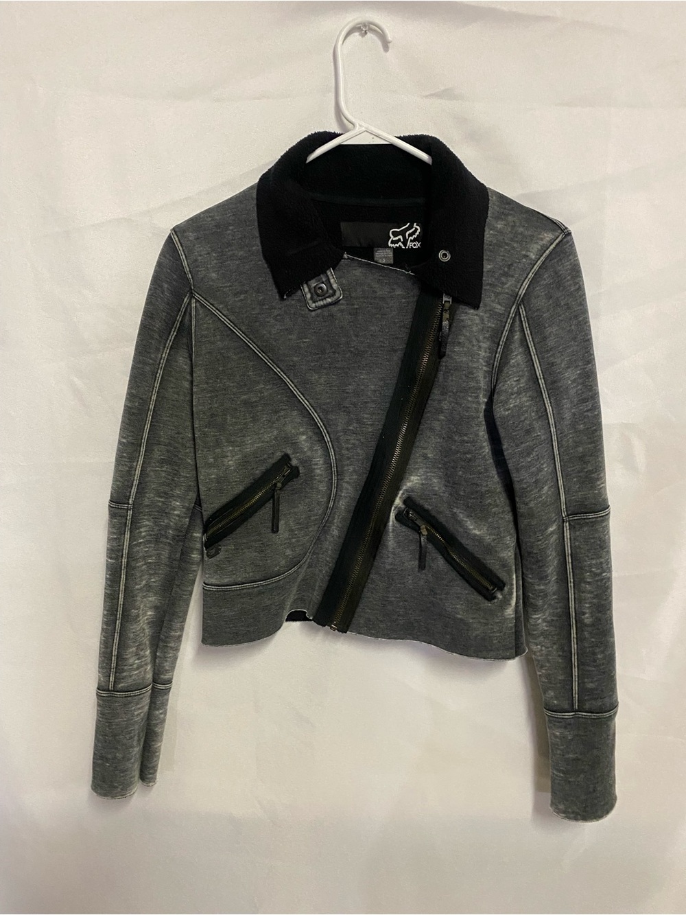 Fox Women's Grey Moto Asymmetrical Zip Jacket